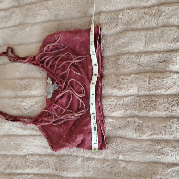 Fringe Detail Pink Crop Top - Picture 3 of 5